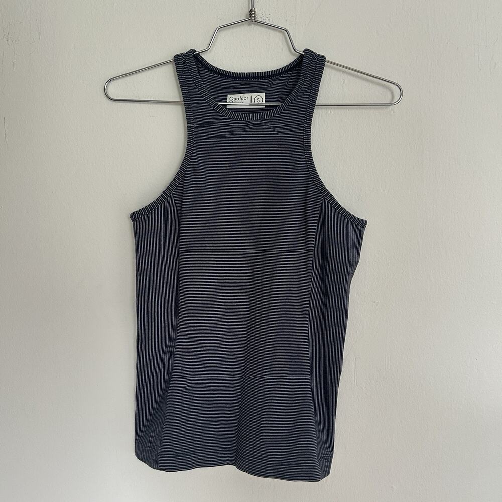 Women’s Outdoor Voices Striped Tank Top Athletic Navy Blue White Size Small